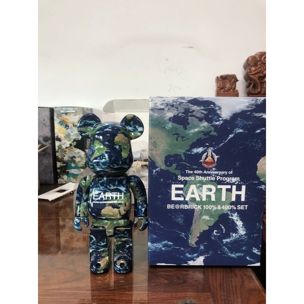 暴力熊Bearbrick桌面擺月亮表面地球EARTH火星積木熊彩盒關節400%