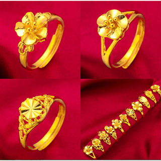韓版開口戒指女士電鍍24K金黃銅首飾婚慶用品指環