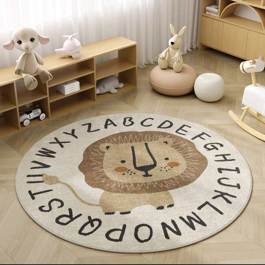兒童圓形地毯臥室客廳爬行地墊兒童房學習椅子書房腳墊閱讀區墊子