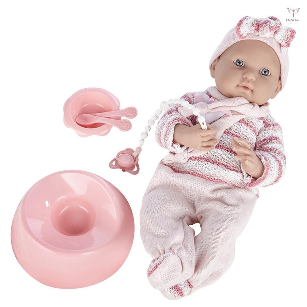真正的嬰兒娃娃 16 英寸逼真柔軟嬰兒娃娃矽膠全身帶碗奶嘴配件禮品套裝,適合 18 個月以上的幼兒嬰兒