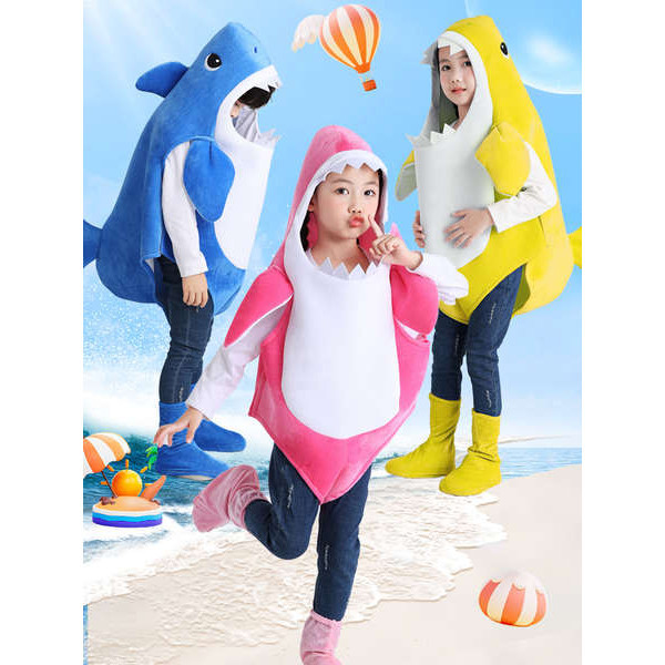 耶誕節鯊魚寶寶衣服cos服裝海洋動物幼兒園表演服藍鯊兒童表演服