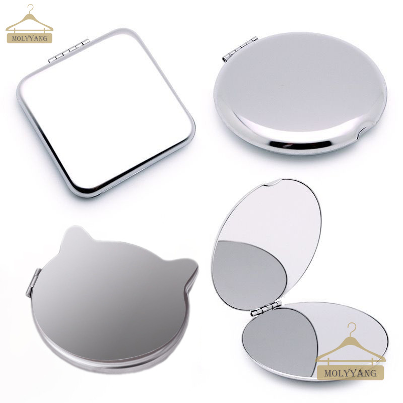 【MOL】1件不銹鋼化妝鏡便攜小鏡子手持雙面折疊鏡美容工具FY