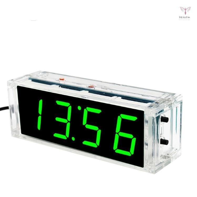 緊湊型 4 位 DIY 數字 LED 時鐘套件光控溫度日期時間顯示帶透明外殼
