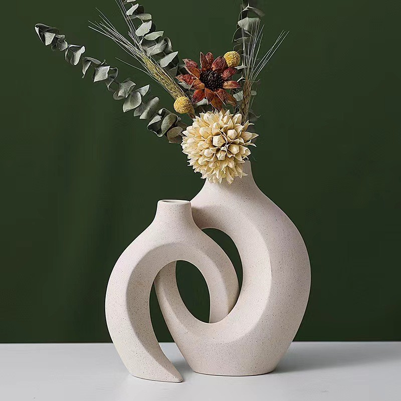 陶瓷白色花瓶ins風創意花器插花擺件簡約高級感批發歐式輕奢