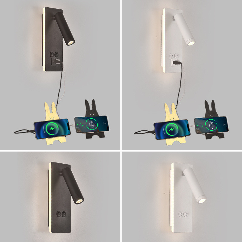 新款床頭閱讀燈LED創意壁燈帶USB酒店客房燈現代簡約臥室小閱讀燈