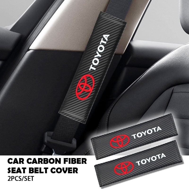 豐田 汽車標誌通用 2 件/套碳纖維安全帶肩墊套 BWM HONDA TOYOTA LEXUS