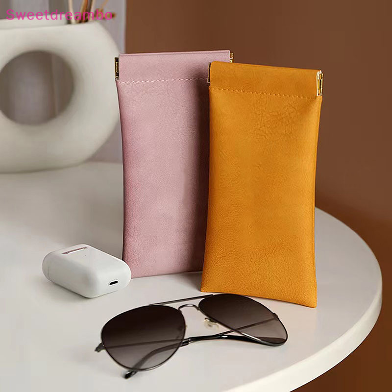 [SWEET] Pu 皮革眼鏡收納袋自動閉合太陽鏡盒防水袋眼鏡保護套眼鏡收納袋 BO