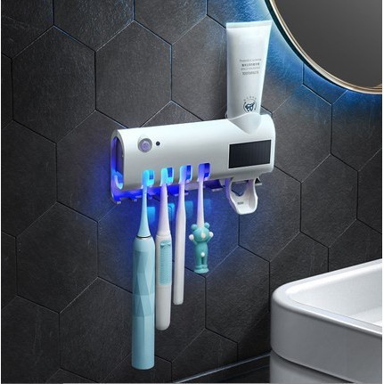 牙刷架批發跨境多功能感應自動擠牙膏免打孔壁掛牙刷盒工廠消毒器
