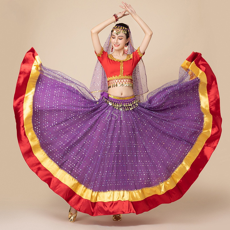 印度舞蹈寶萊塢肚皮表演服裝大鞦韆lengha長裙組年會成人女女士印度紗麗女跳舞