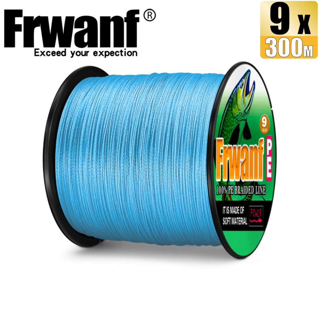Frwanf 300M 9 股藍色釣魚 PE 線編織釣魚線電線用於釣魚線輪