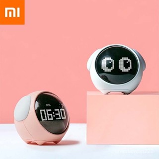 XIAOMI 小米有品可愛表情畫素鬧鐘多功能數字led聲控燈床頭溫度計時鐘家用 8RQF