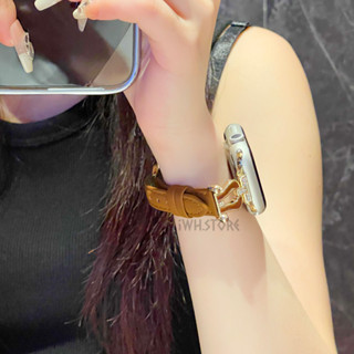金屬滴油馬蹄扣真皮錶帶 Apple Watch 10 s9 8 7 6 5 SE 細錶帶 41mm 46mm 蘋果手錶帶