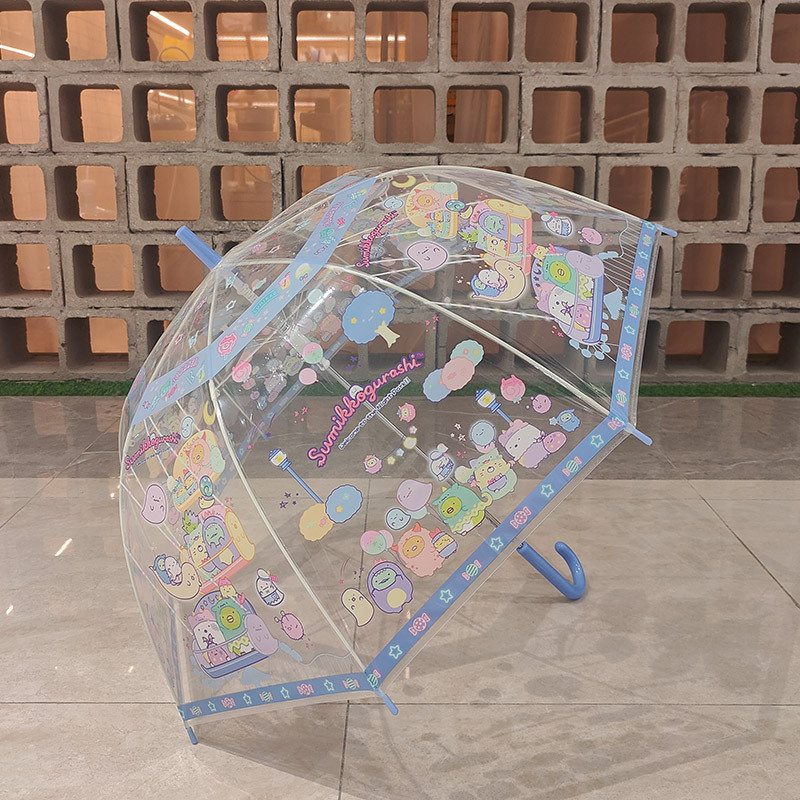 新款 日系兒童透明雨傘  男女學生孩子皮卡丘庫洛米 雨傘 長柄 寶可夢自動大童長柄拱形卡通傘