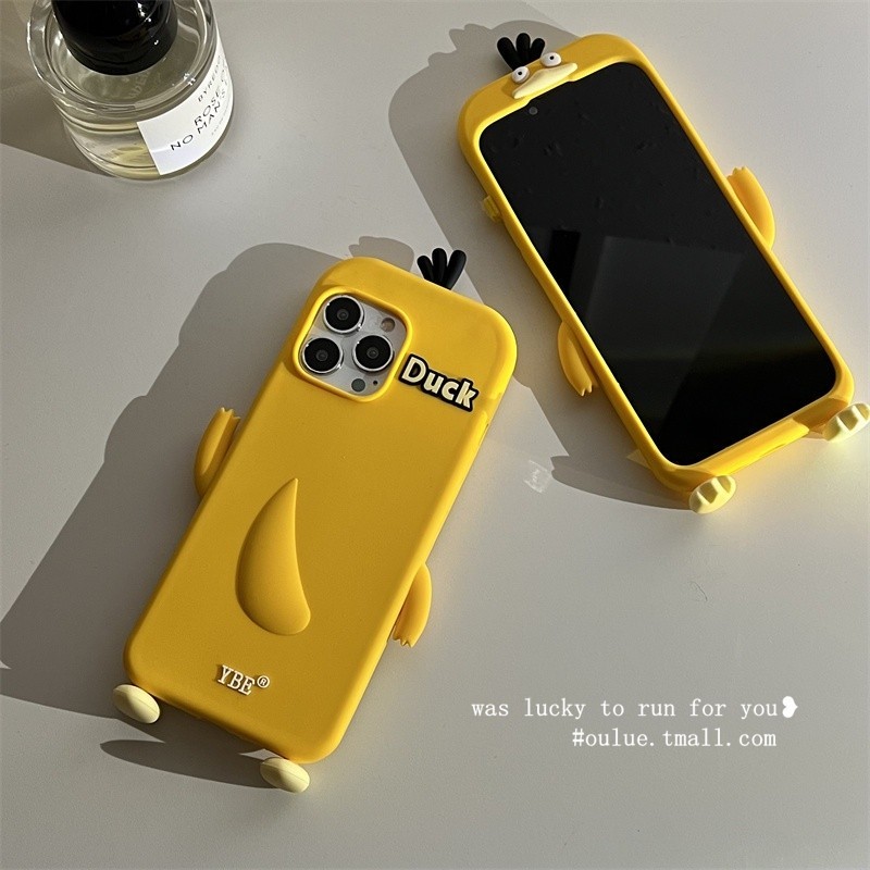 A可達鴨 立體硅膠軟 創意手機殼 適用iPhone 13 11 12 pro XS Max XR i13 i11 保護套