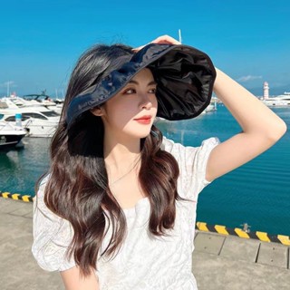 黑膠 貝殼帽 夏季 兩用 髮箍 遮陽帽 女防晒 紫外線 空頂 戶外 網紅 太陽帽子