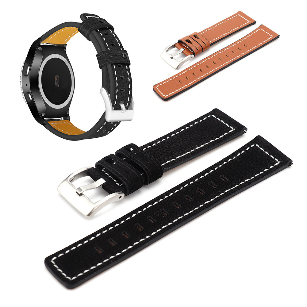 SAMSUNG 牛皮錶帶手錶錶帶更換適合三星 Gear S2 Sport S4