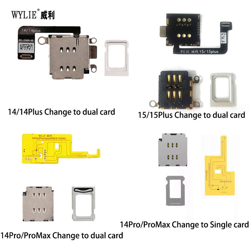Wylie esim 轉換為 sim 雙卡 Flex Ca‮磅‬E 適用於 iPhone 15/15Plus/14 Pr