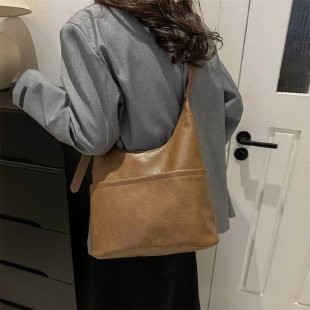 【DOMO】復古純色大容量時尚單肩包包女氣質通勤今年流行腋下包斜挎托特包