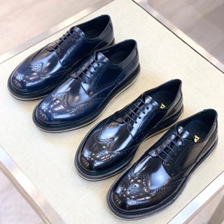 AAA+ 男鞋真皮係帶休閒皮鞋男氣墊鞋男士低幫厚底鵰花潮