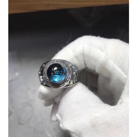 💗精品飾品💗傢庭敎師托帕石大空戒指女歐美風複古敎父戒指男