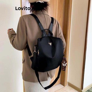 Lovito 休閒素色時尚商務大容量簡約設計多功能女用揹包 LFA60225