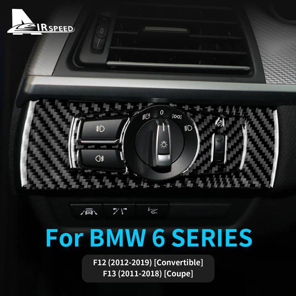 BMW 碳纖維貼紙適用於寶馬 6 系 M6 F12 F13 2011-2018 F06 M 跑車大燈開關蓋大燈內飾配件