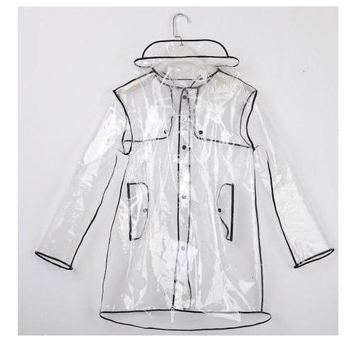 現貨外貿雨衣時尚透明雨衣男女士潑水成人雨披旅行戶外EVA雨衣