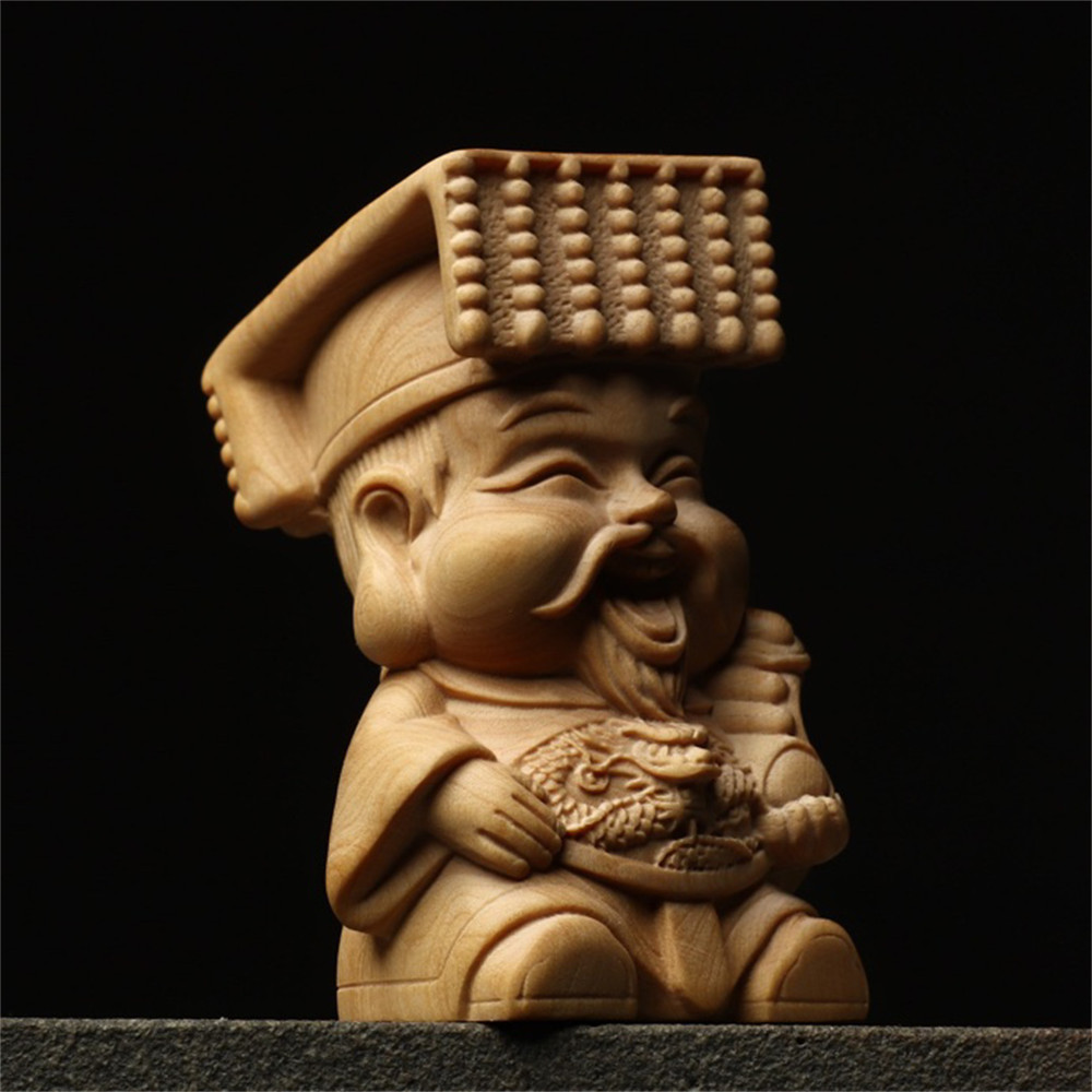 【現貨】小葉黃楊木雕玉帝人物神像裝飾禮品開業送禮實木工藝手把件小擺件