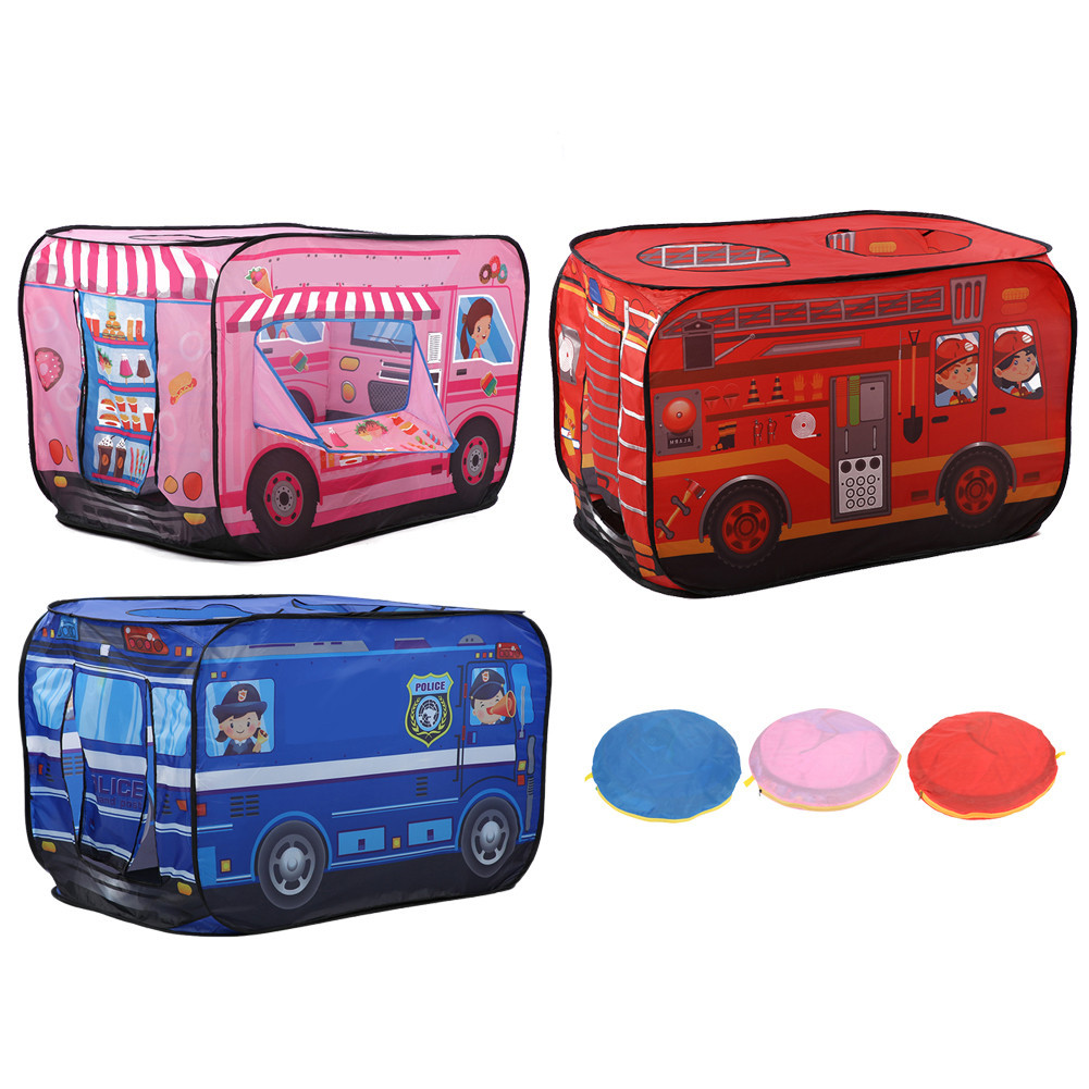 冰淇淋車警察巴士兒童帳篷可折疊消防玩遊戲屋玩具