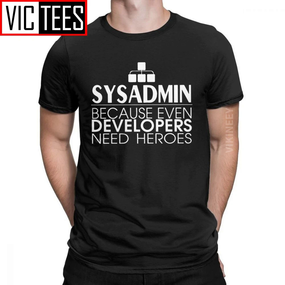 男士 T 恤 Sysadmin Debian Ubuntu 管理員英雄棉 Linux Sysadmin Unix Deb