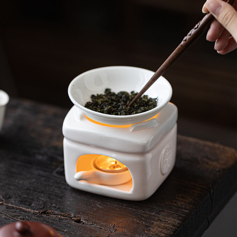 日式溫茶爐 傢用白瓷蠟燭加熱小火爐 烤茶爐 茶水保溫烤茶醒茶 提香器 J7YC