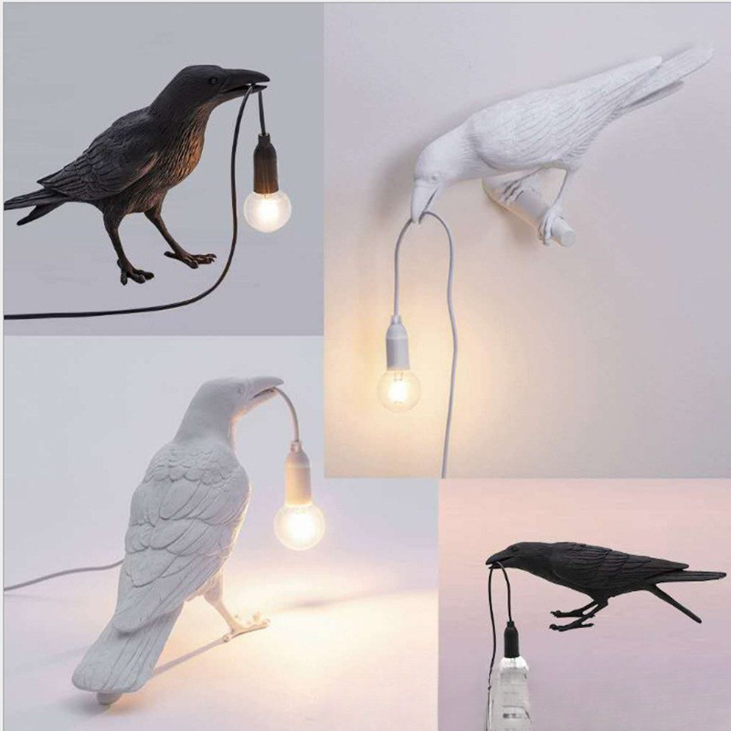 吉祥鳥樹脂壁燈  北歐簡約創意床頭小夜燈   動物裝擺飾小鳥檯燈