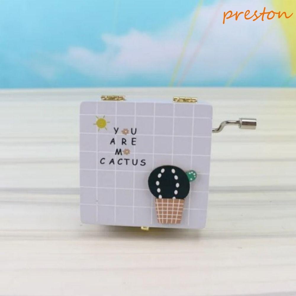 Preston木製音樂盒獨角獸貓爪手搖音樂盒簡約卡通仙人掌可愛音樂盒寶寶