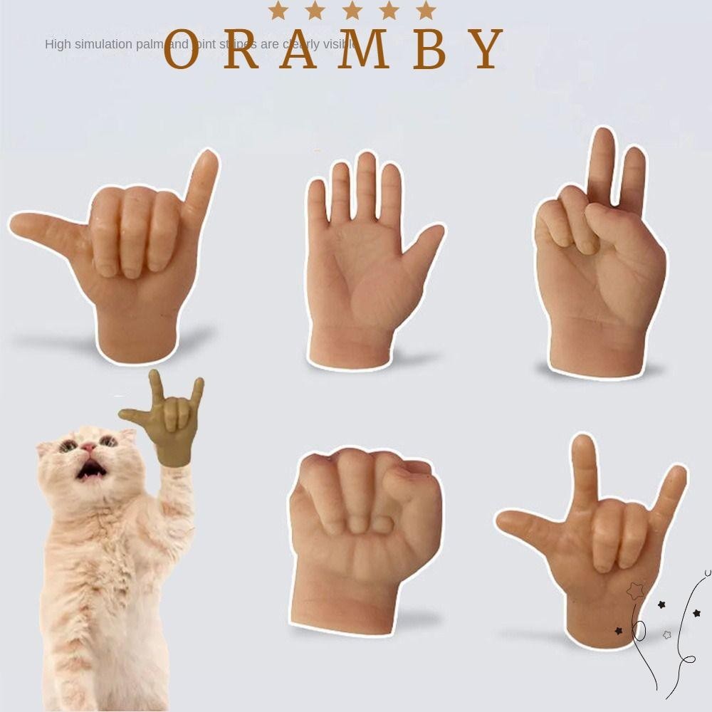ORAMBEAUTY貓爪套,貓撫摸HandHuman戲弄貓手指手套,可愛搞笑寵物玩具貓爪帽
