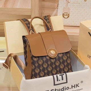 【𝟳𝘁𝗵 𝗦𝗘𝗡𝗦𝗘】香港真皮女雙肩包 2024時尚簡約新款包包 小眾設計大容量旅行揹包 女士手提休閒揹包 雙肩後揹包