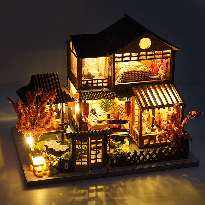 跨境diy小屋  手工製作房子模型創意玩具木質發光生日禮物批發