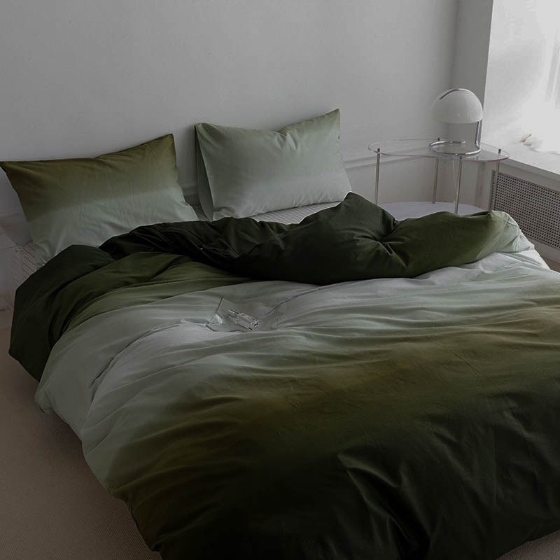 瑪利亞的永恆記憶の 北歐漸層綠純棉床包床單