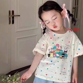 ARY 女童短袖 兒童短袖 100%純棉夏季新款卡通洋氣男女中小兒童寶寶可愛印花短袖T恤上衣 女童上衣 寶寶衣服