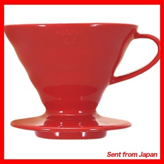 HARIO V60 透明滴漏器 02 陶瓷红 1-4 杯咖啡 手动滴漏器 日本制造 VDCR-02-R