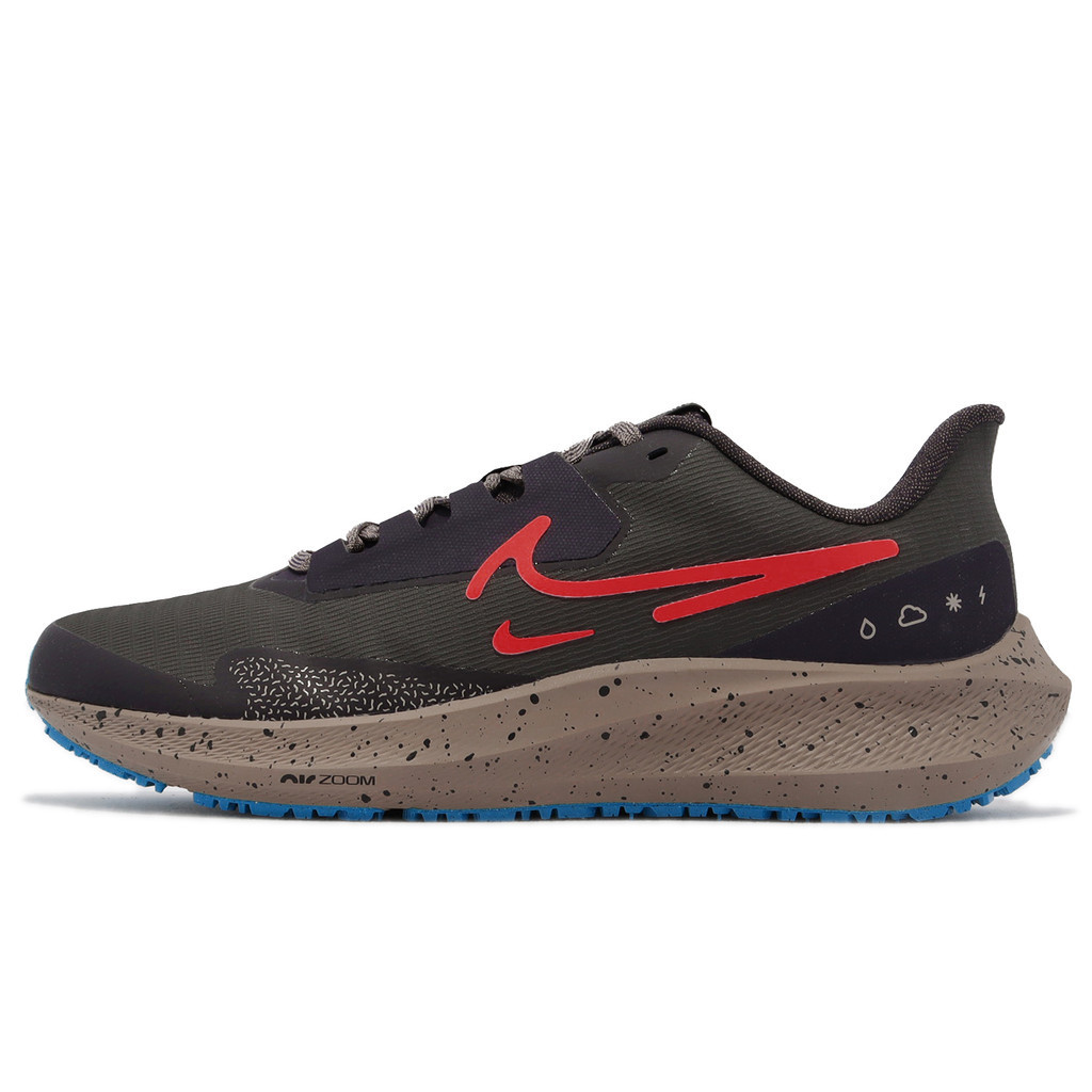 Nike 慢跑鞋 Air Zoom Pegasus 39 Shield 黑 卡其 防潑水 男鞋 DO7625-200