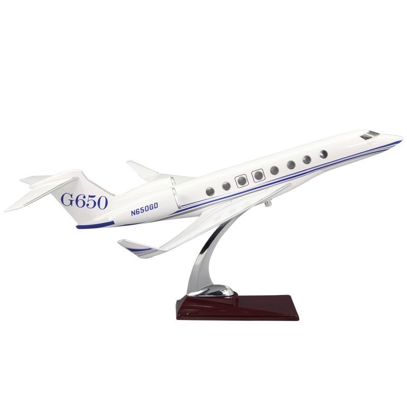 公務機飛機模型灣流G650原機型1:144帶輪子樹脂飛機模型空客A320，仿真壓鑄模型擺件客機裝飾品民航客機玩具帶模型展