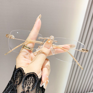 時尚無框個性防藍光眼鏡架復古女士男士透明超輕金屬潮流眼鏡框流行電腦遊戲眼鏡批發代出貨