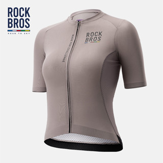 Powerband ROCKBROS 女式短袖騎行服透氣輕便騎行上衣 YKK 拉鍊帶 3 個口袋自行車上衣