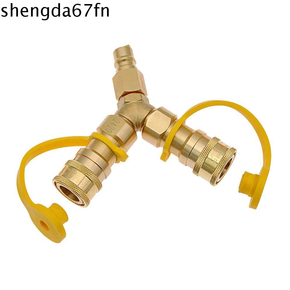 SHENGDAY型快速瓦斯連接器,3/8英寸黃銅天然氣Y型分流器,耐磨耐腐蝕天然氣管線轉換套件