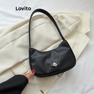 Lovito 休閒素色新款球形金屬腋下包簡約時尚日常通勤女士小斜揹包 LFA70122