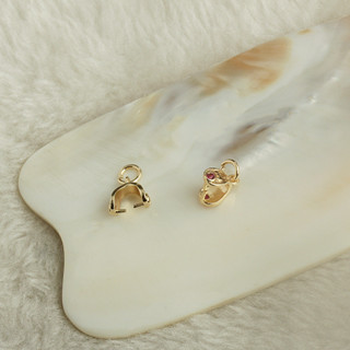 TL-(10pcs)-14k包金保色紅鋯石雕紋夾扣diy手工飾品配件翡翠平安扣耳環掛件
