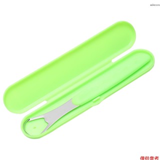 舌苔清潔器不鏽鋼套裝刮舌器舌頭刷成人除口臭刮舌板口腔護理工具 綠色