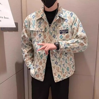 2024新款潮牌痞帥印花工裝夾克男春秋季寬鬆百搭帥氣休閒潮流外套2025.3.21 QXXX