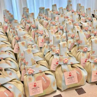 編織包 編織包包 寶寶滿月伴手禮袋手提針織包兒童百日宴生日喜糖編織袋回禮手腕包