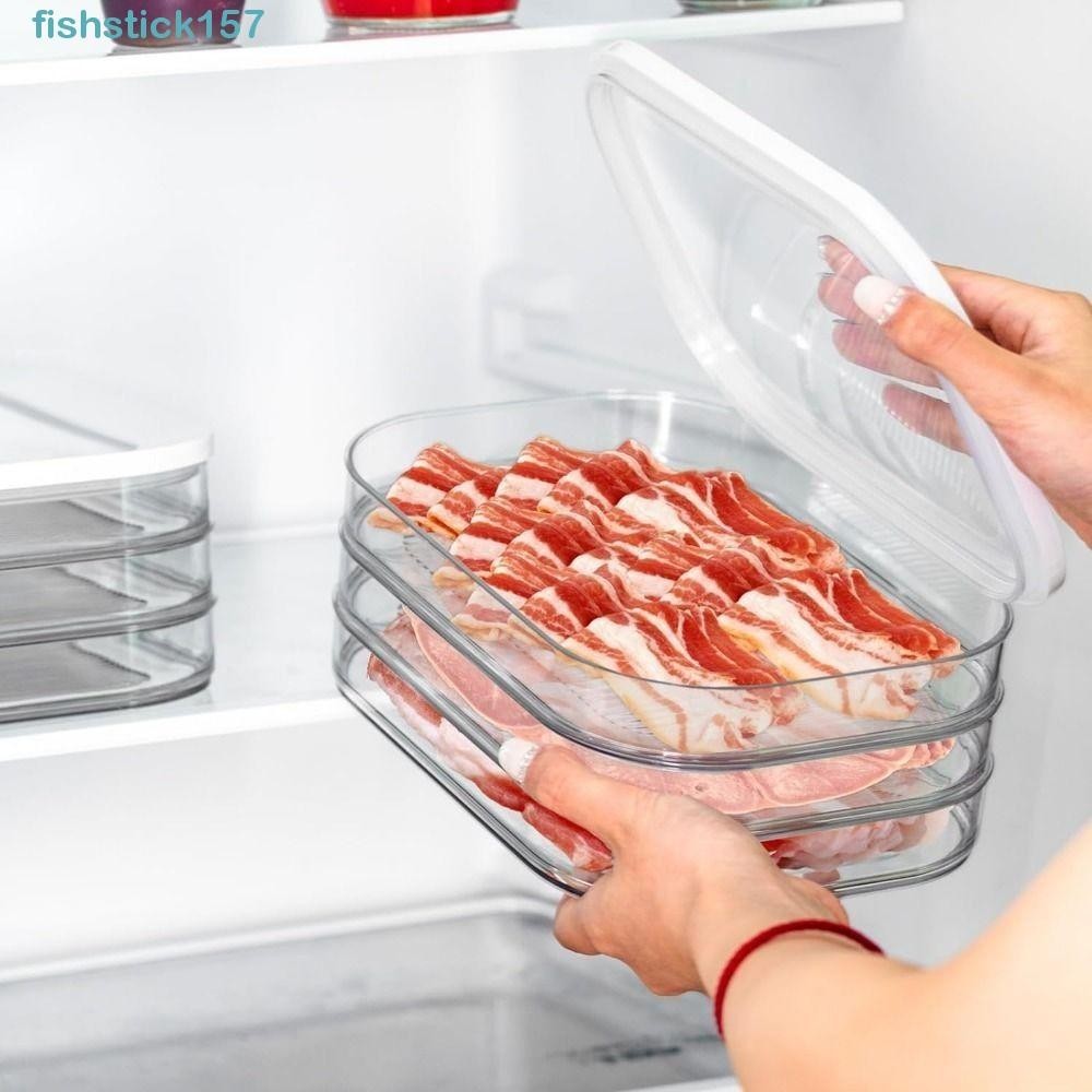 157FISHSTICK冷藏保鮮盒,密封蓋冷凍塑料Tier肉片收納盒,洗碗機安全